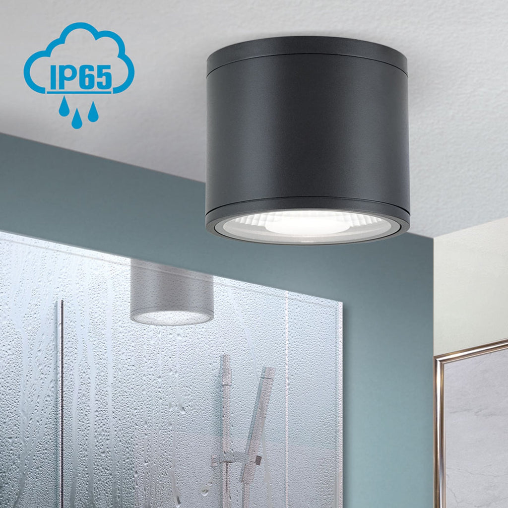 LED takspot Sputnik svart Ø14,5 cm 13W IP65 nærbilde av lampe