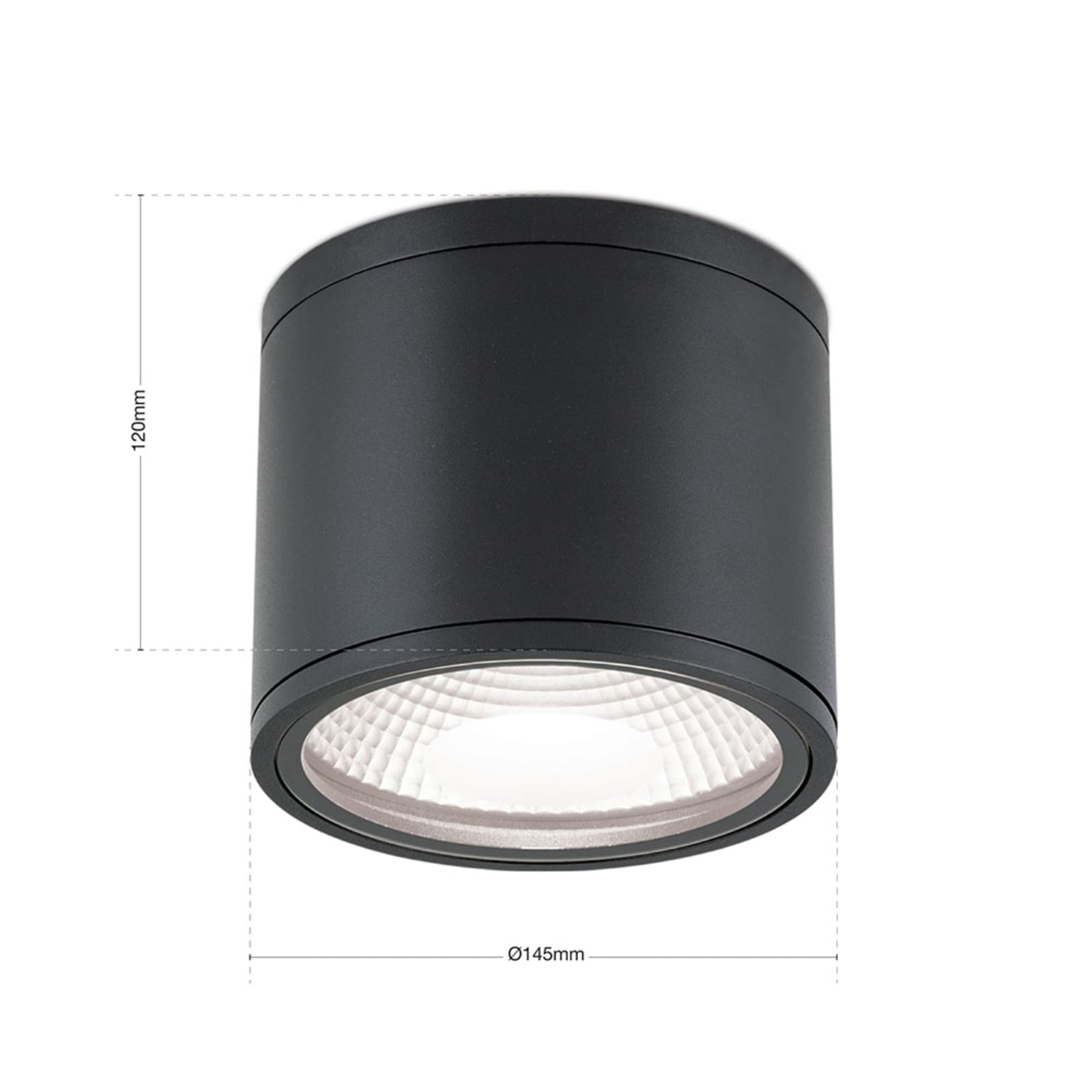 LED takspot Sputnik svart Ø14,5 cm 13W IP65 sideprofil