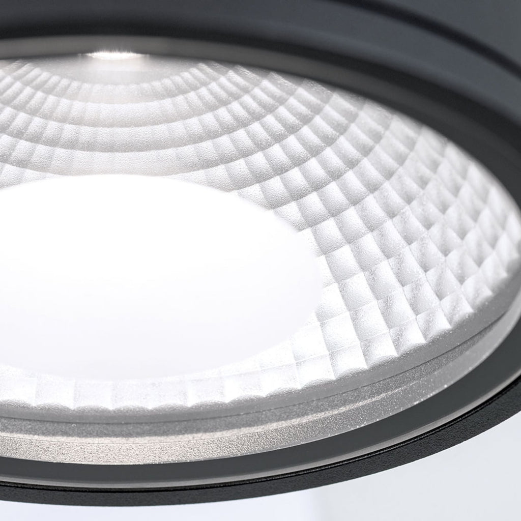 LED takspot Sputnik svart Ø14,5 cm 13W IP65 lysdetalj