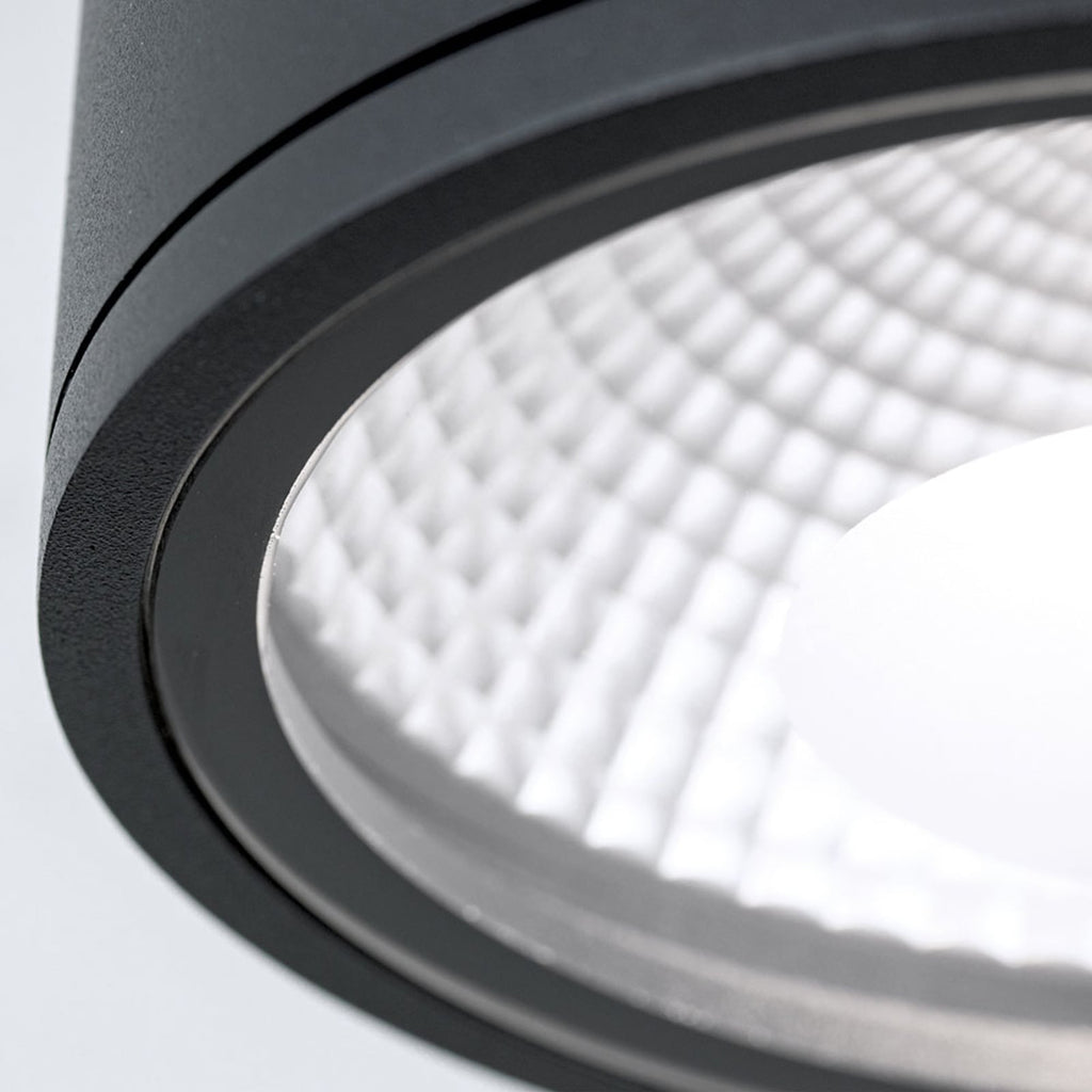 LED takspot Sputnik svart Ø14,5 cm 13W IP65 med monteringsdetaljer