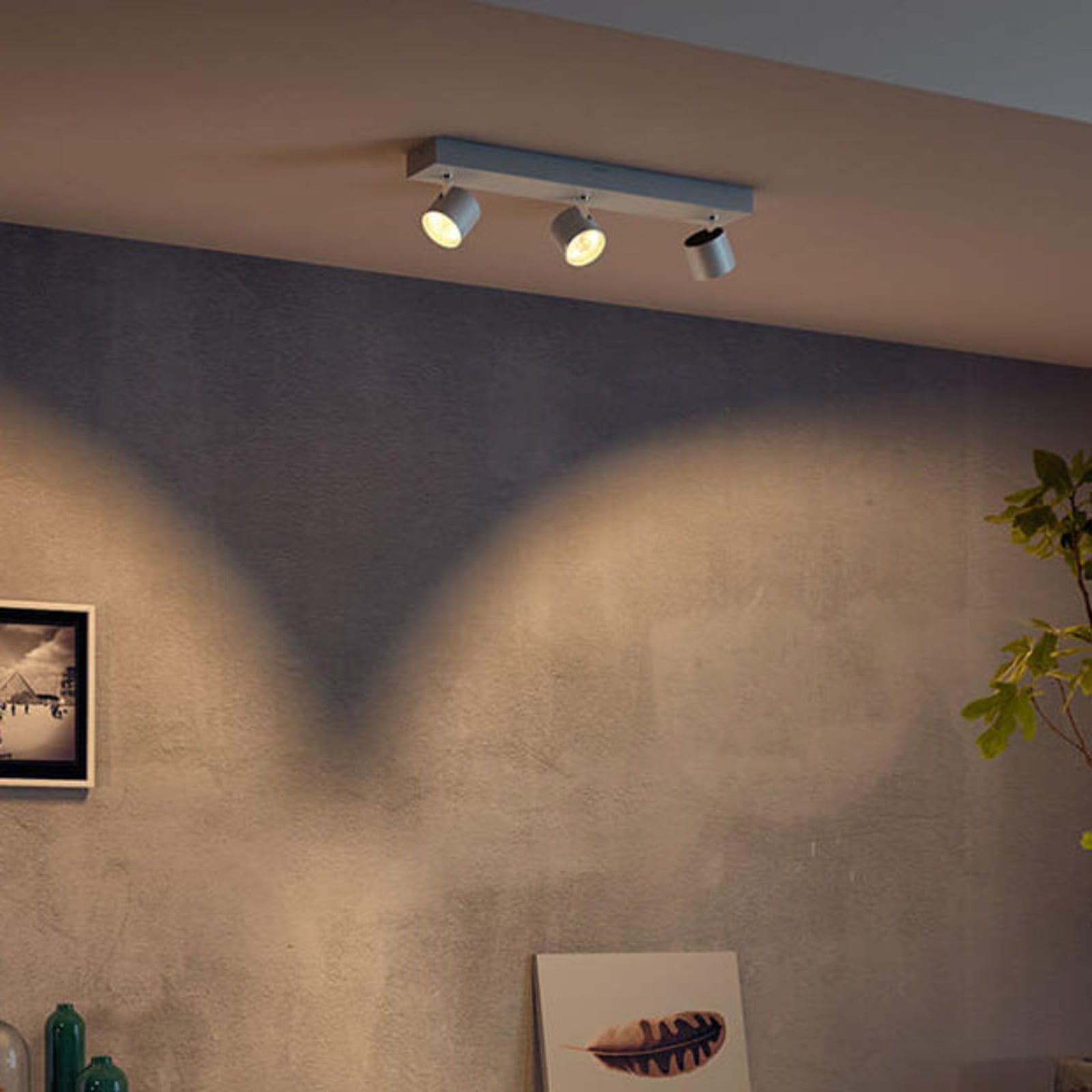LED takspot Star 3-lys hvit dimbar WarmGlow 2700K bakside