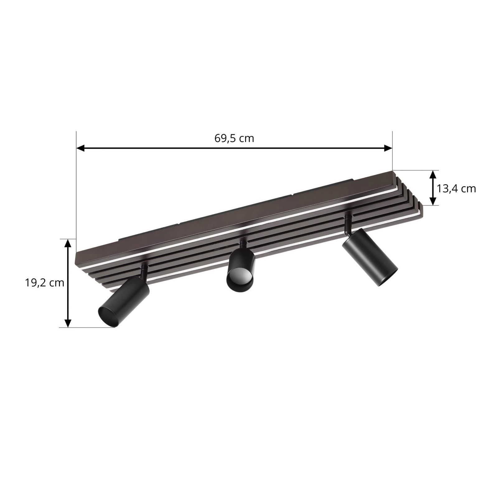 LED takspot Tiron 3-lys eik/svart detalj