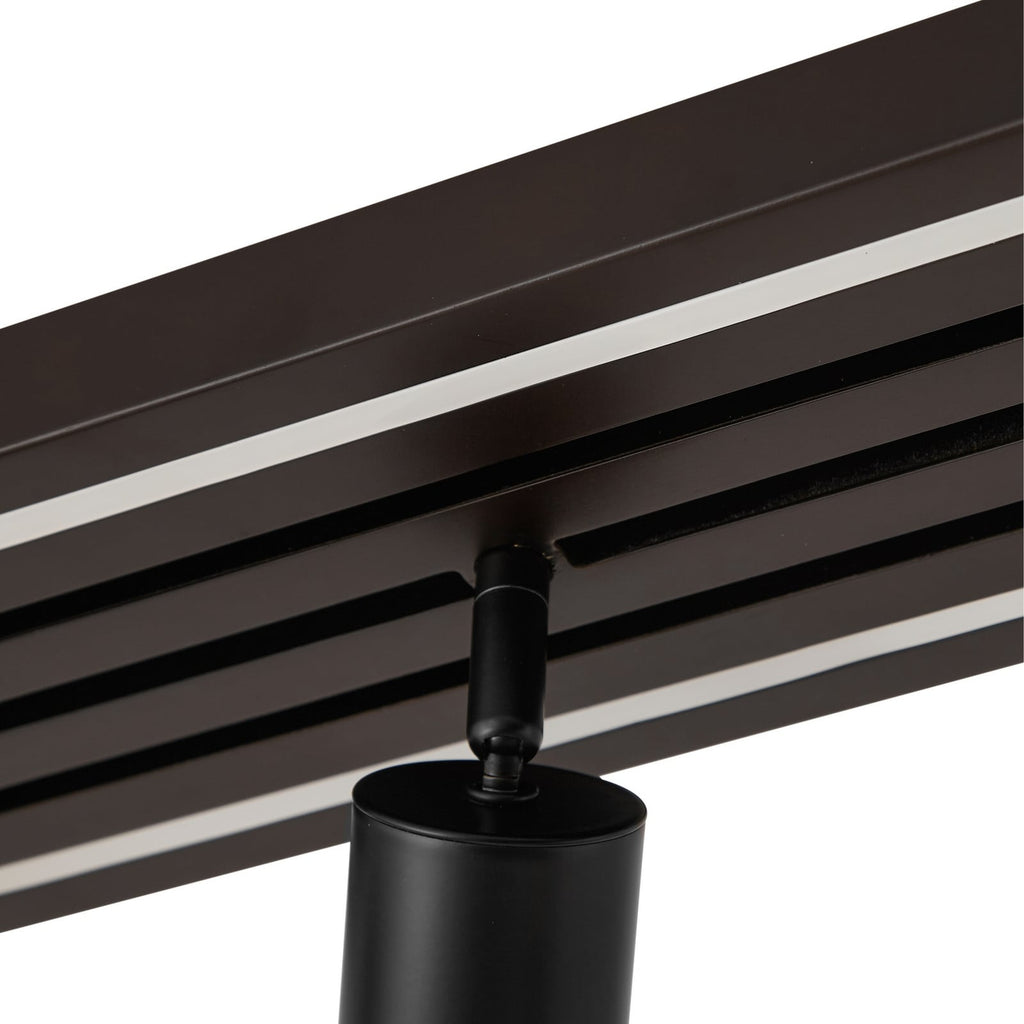 LED takspot Tiron 3-lys eik/svart dimmet lys