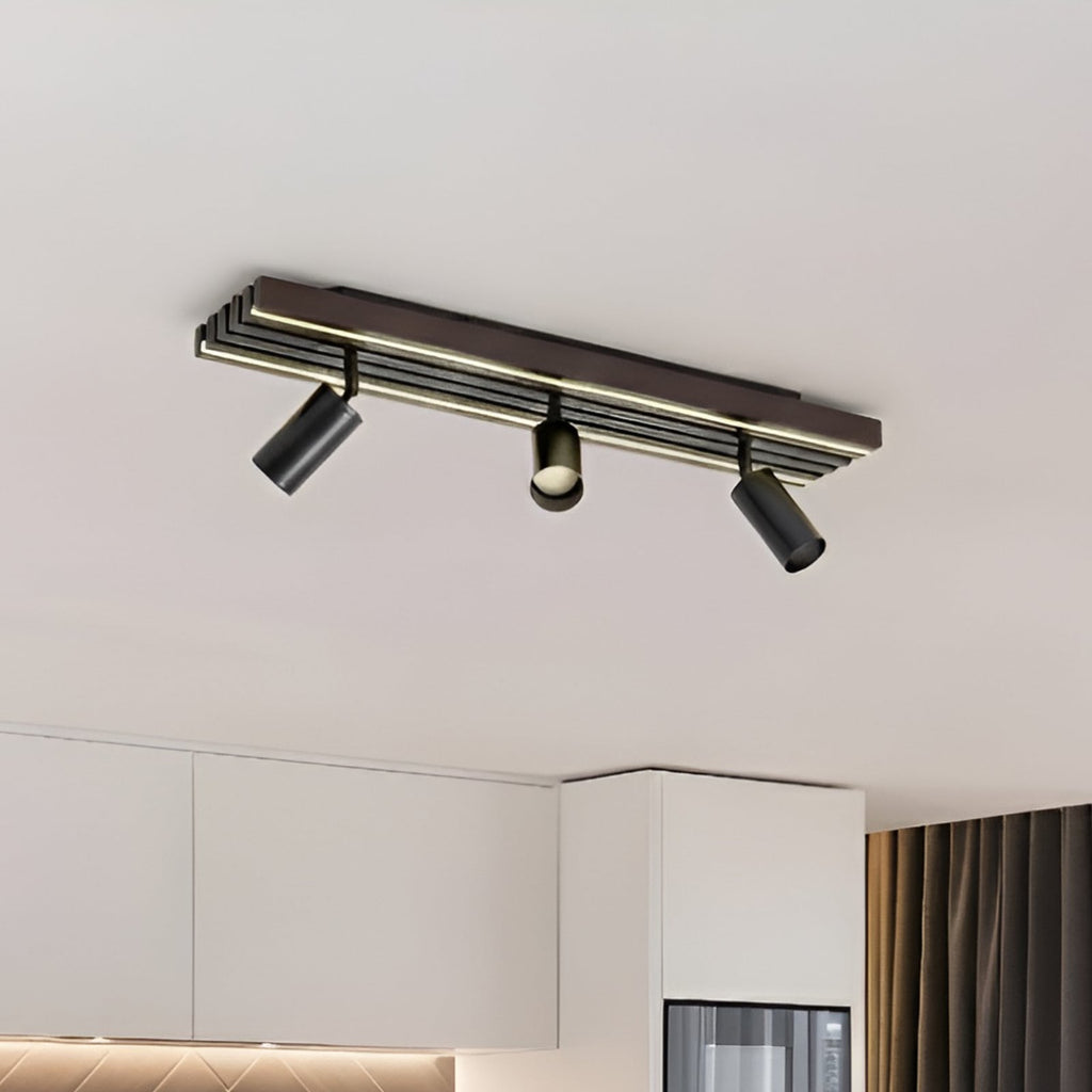 LED takspot Tiron 3-lys eik/svart front