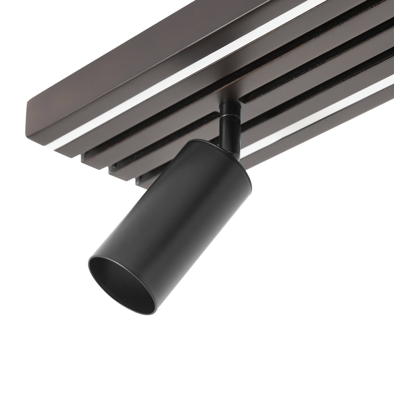 LED takspot Tiron 3-lys eik/svart lys slått på