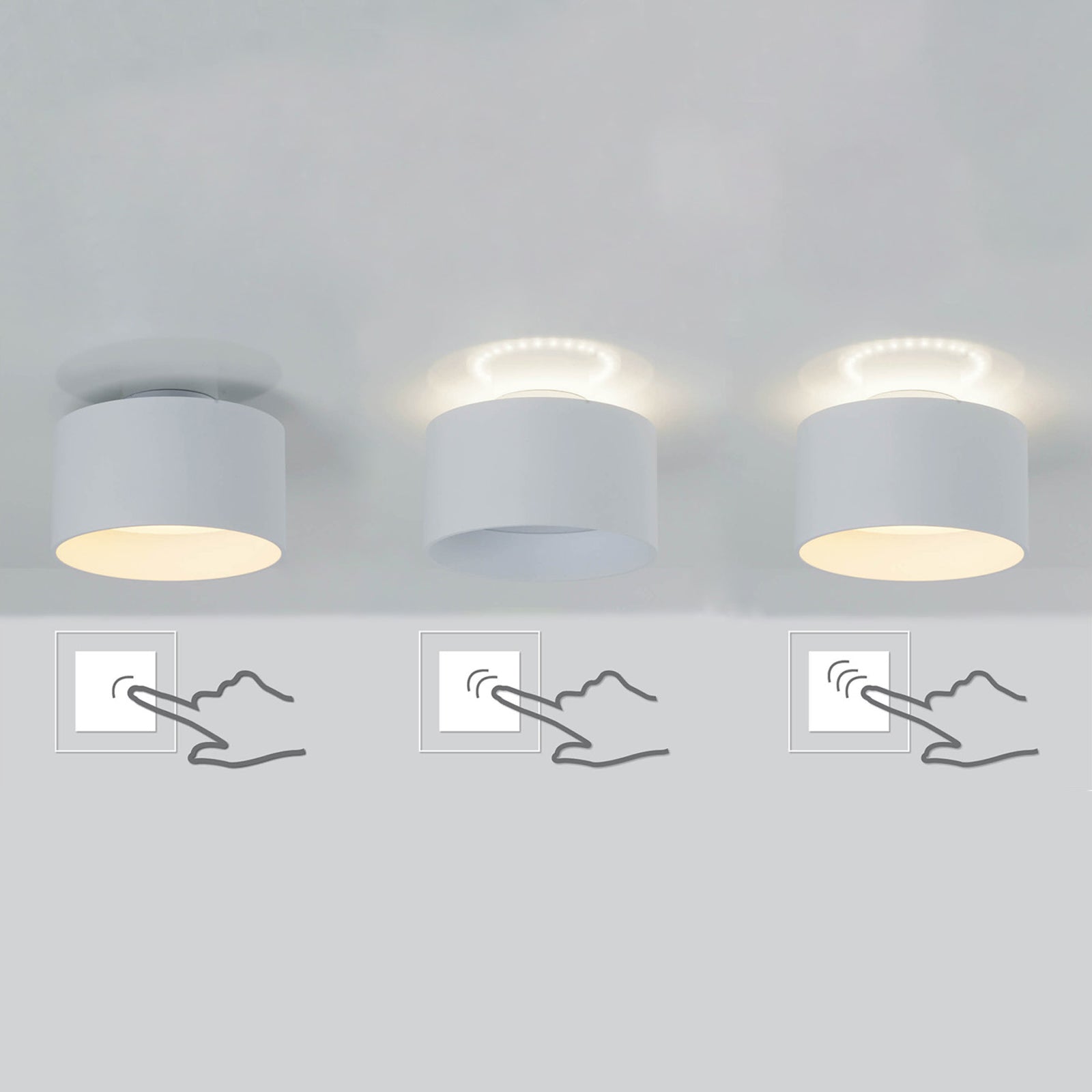 LED takspot Trimes CCT step-dim hvit Ø14 cm 12W lys begge veier