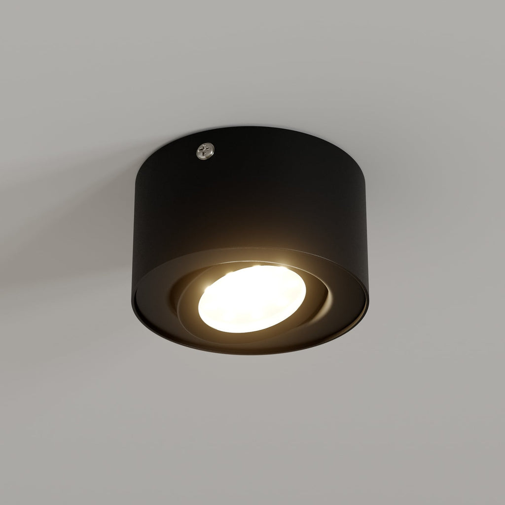 LED takspot Tube svart metall Ø9 cm 5W varmhvit forfra