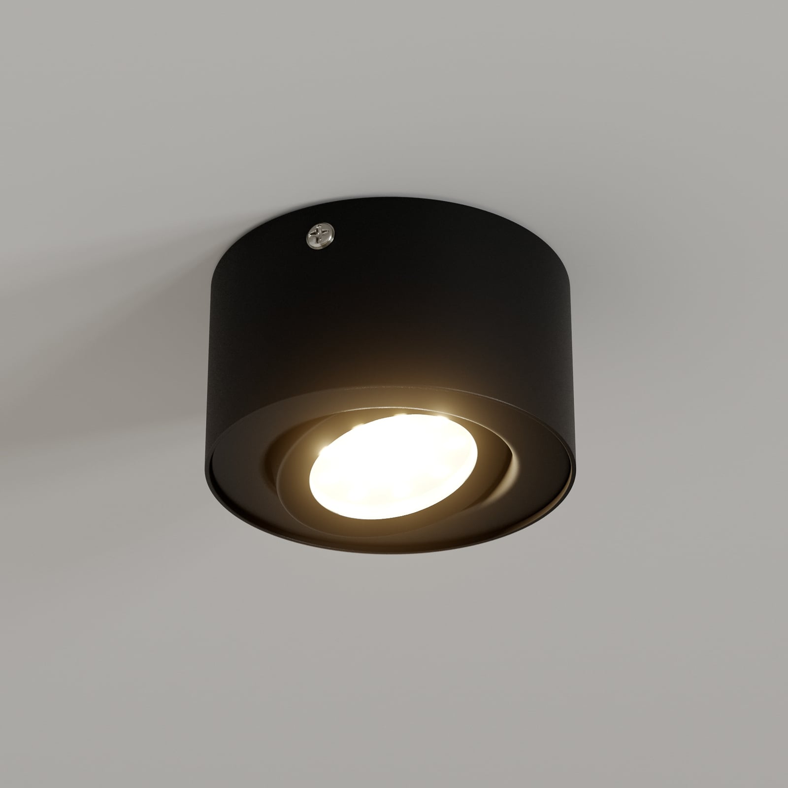 LED takspot Tube svart metall Ø9 cm 5W varmhvit forfra