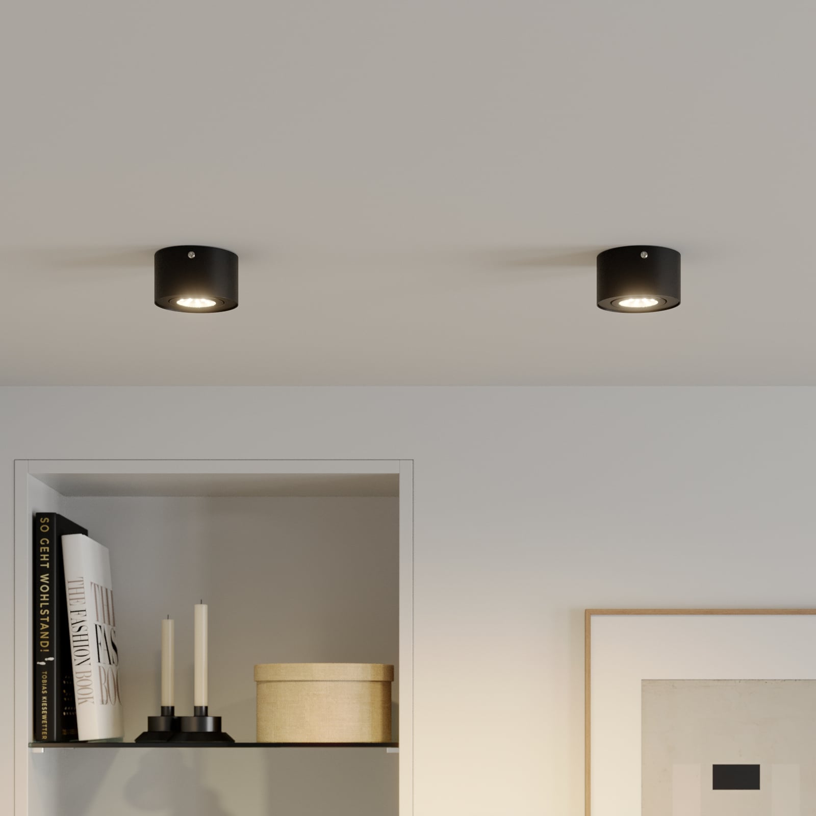 LED takspot Tube svart metall Ø9 cm 5W varmhvit bakside
