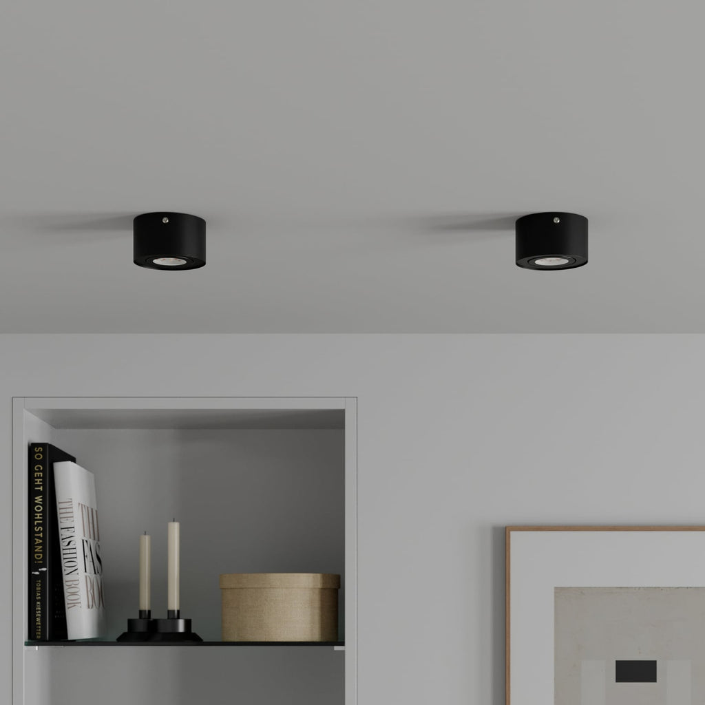LED takspot Tube svart metall Ø9 cm 5W varmhvit detalj
