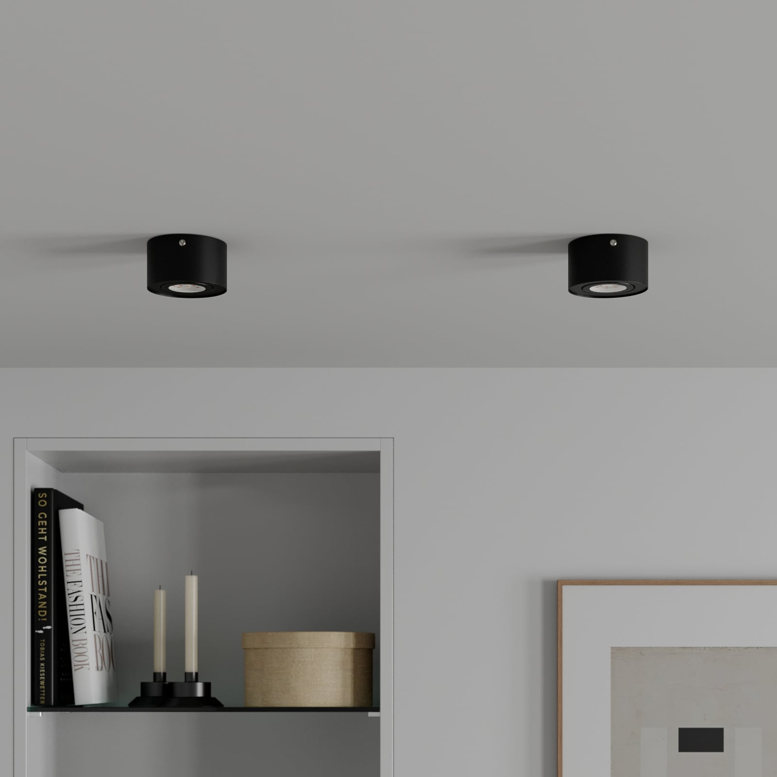 LED takspot Tube svart metall Ø9 cm 5W varmhvit detalj