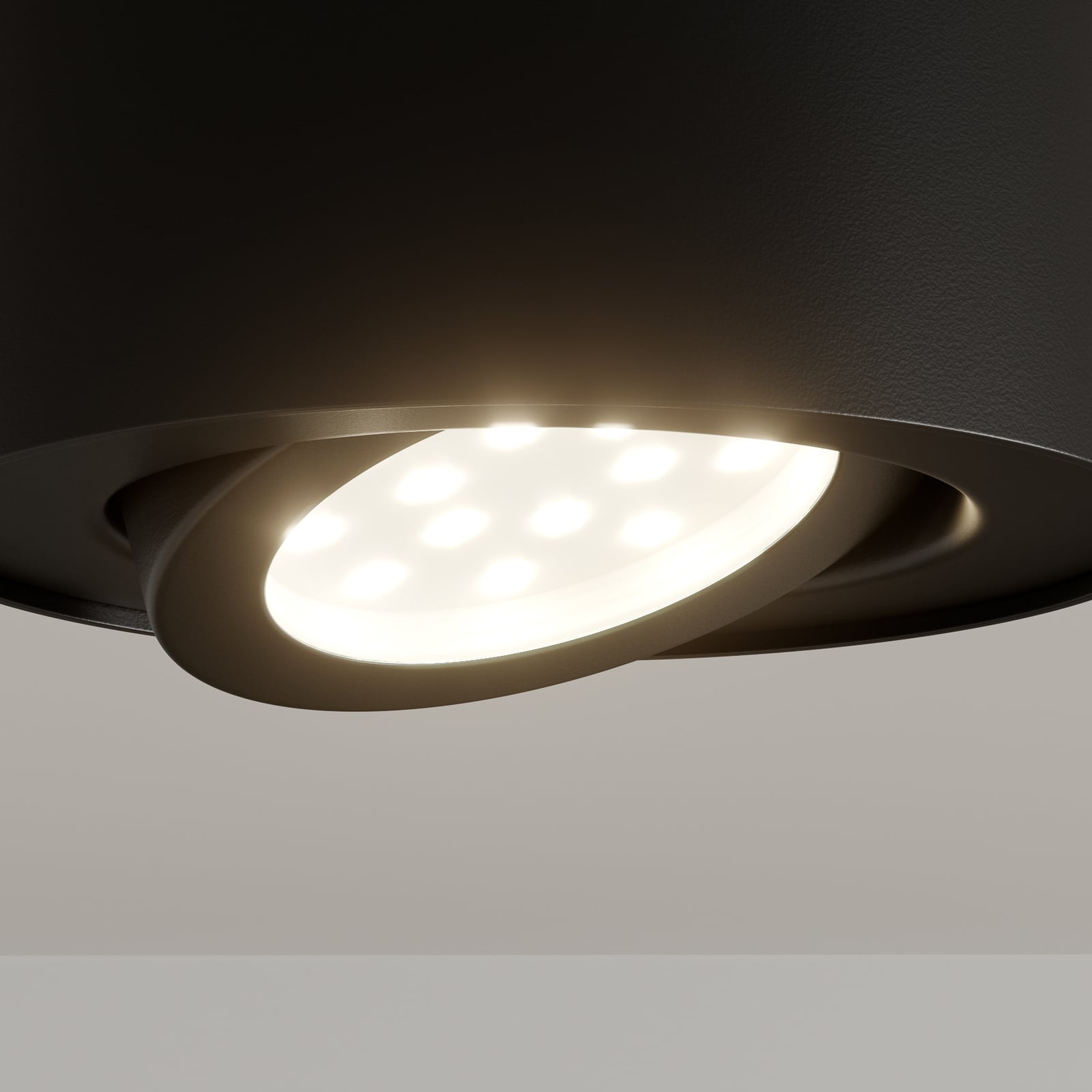 LED takspot Tube svart metall Ø9 cm 5W varmhvit lysbilde