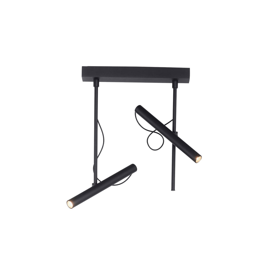 LED takspot Tutua 2-lys dimbar svart 47 cm 12W forfra