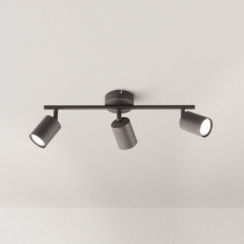 LED takspot Vano svart 3-lys GU10 sett forfra