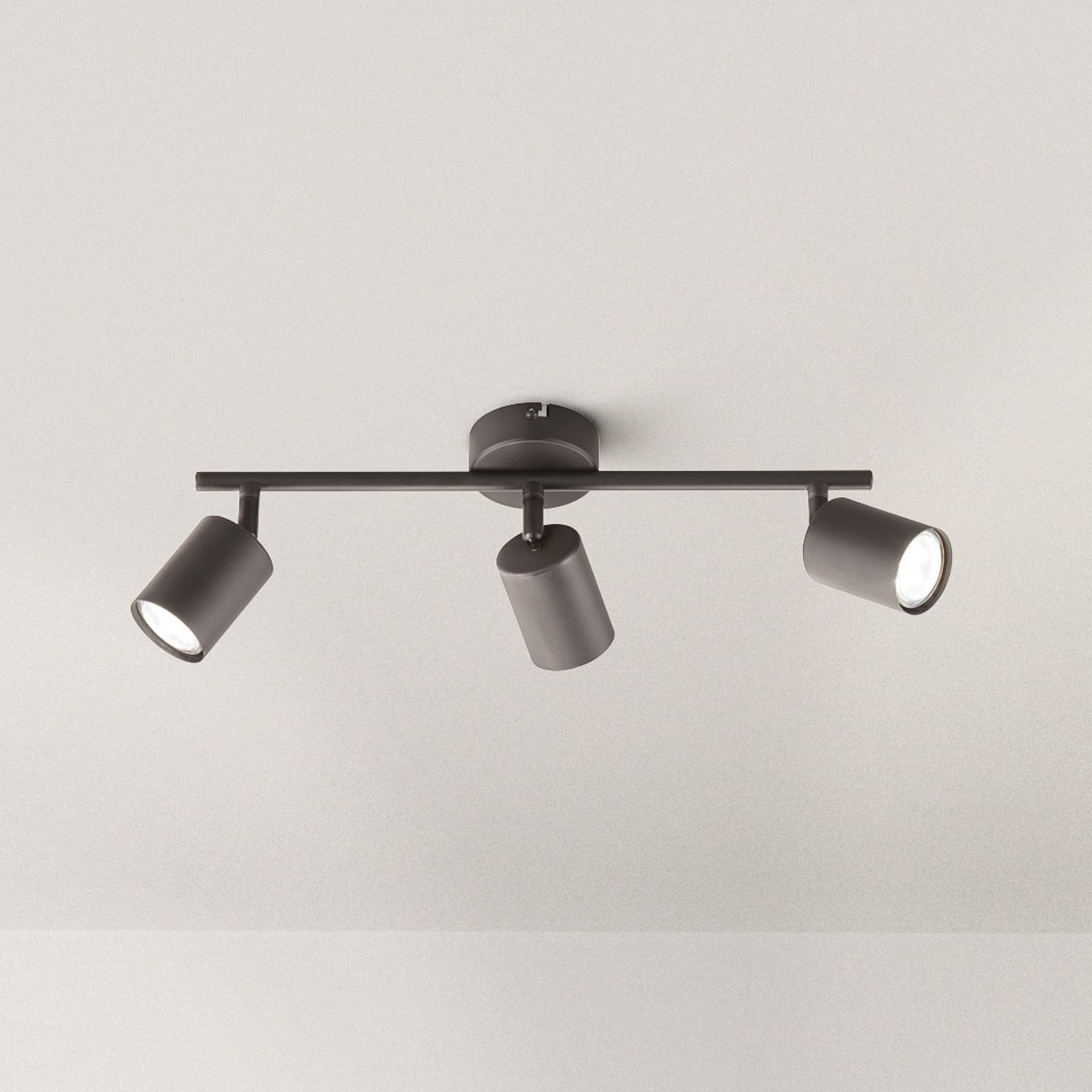 LED takspot Vano svart 3-lys GU10 sett forfra