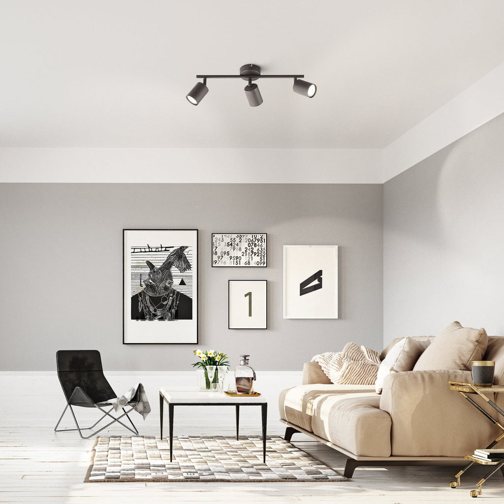 LED takspot Vano svart 3-lys GU10 bakside