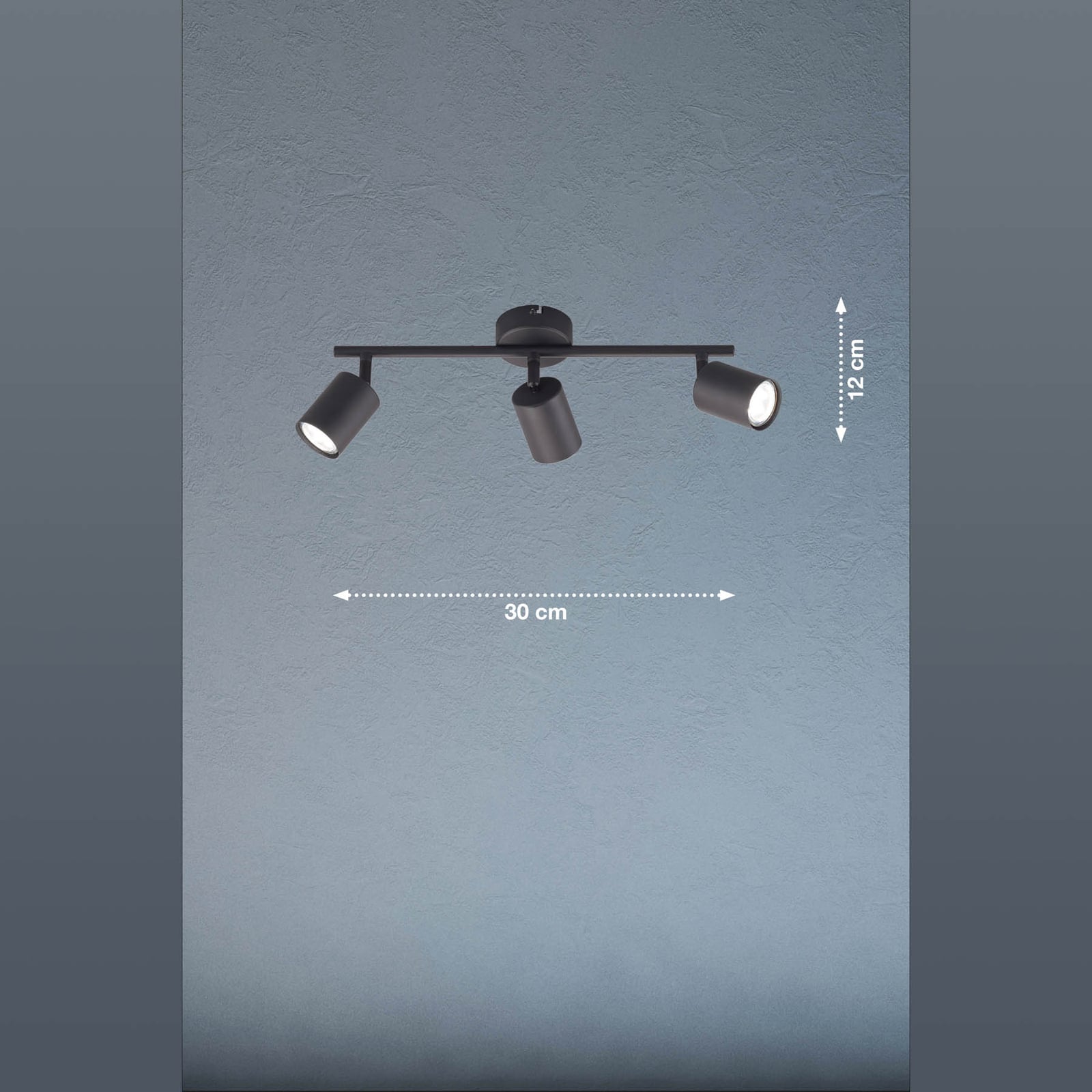 LED takspot Vano svart 3-lys GU10 montert i tak