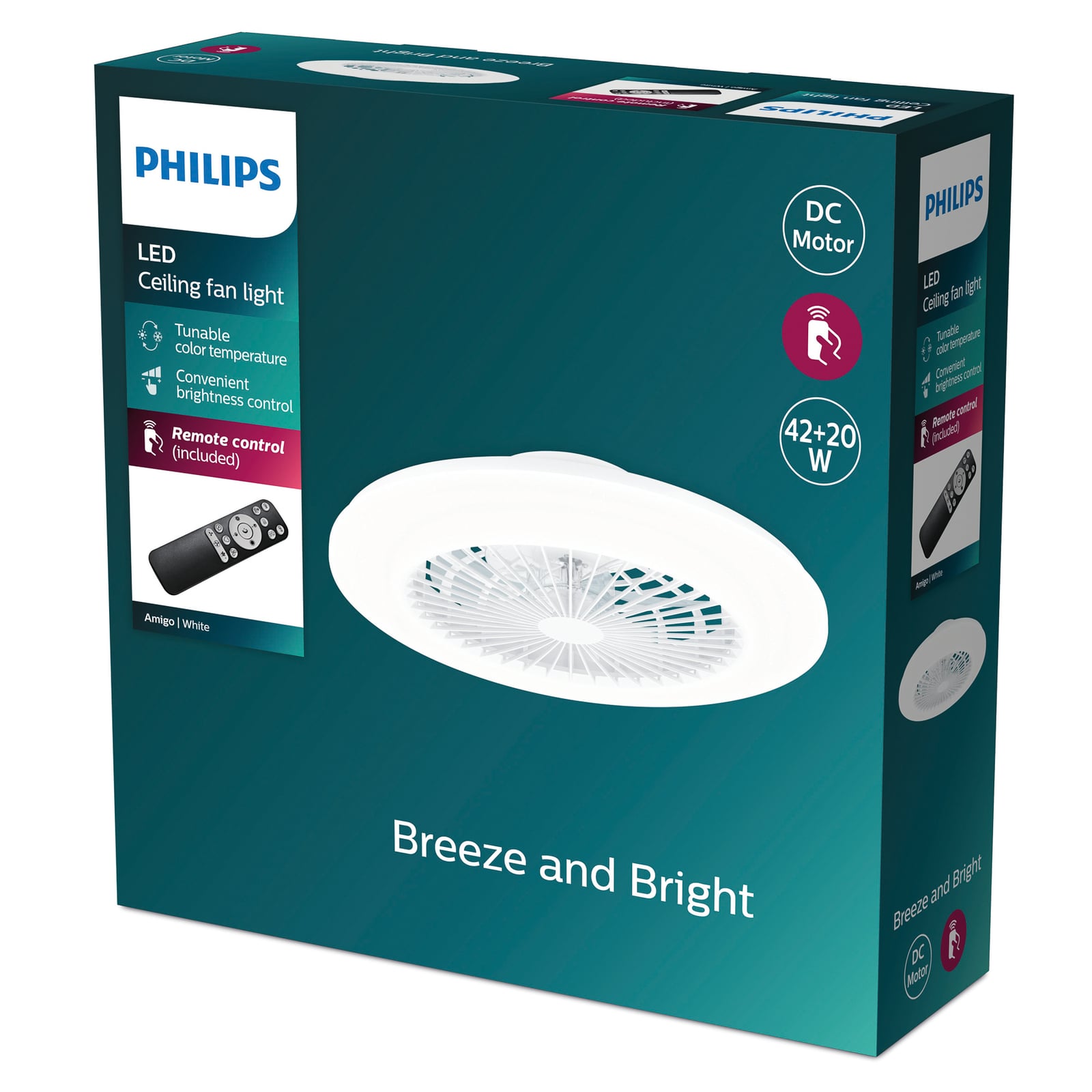 LED takvifte Amigo dimbar CCT Ø48,5 cm hvit Philips bakside