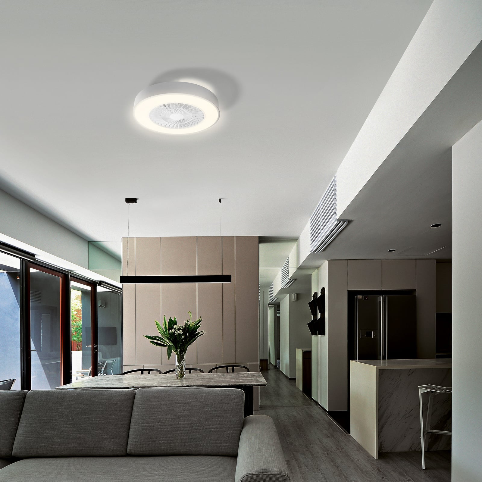 LED takvifte Cylinder dimbar Ø60 cm CCT WiFi grå/hvit bakside