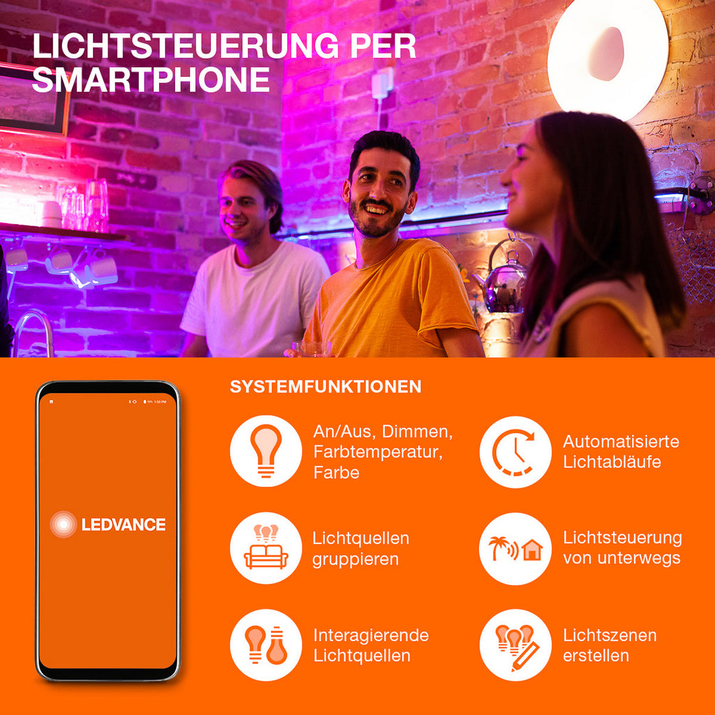 LED takvifte Cylinder dimbar Ø60 cm CCT WiFi grå/hvit fjernkontroll