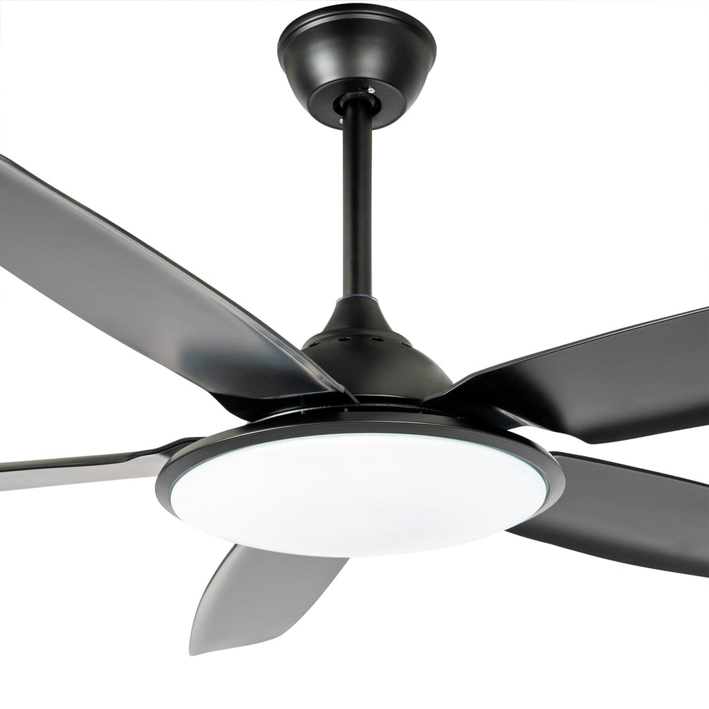 LED takvifte Divian CCT svart matt vifteblader sett fra siden