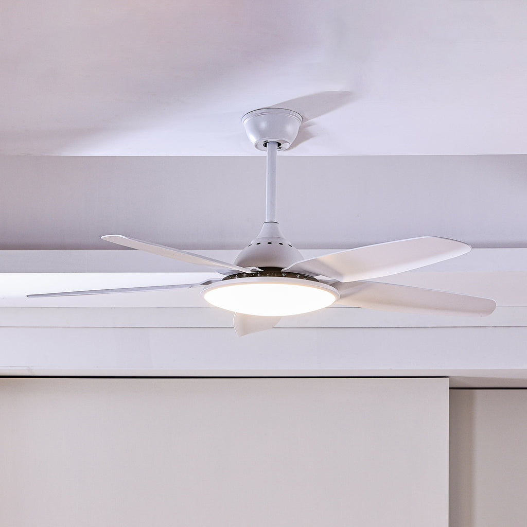 LED takvifte Divian hvit CCT 5 blader Ø130 cm forfra