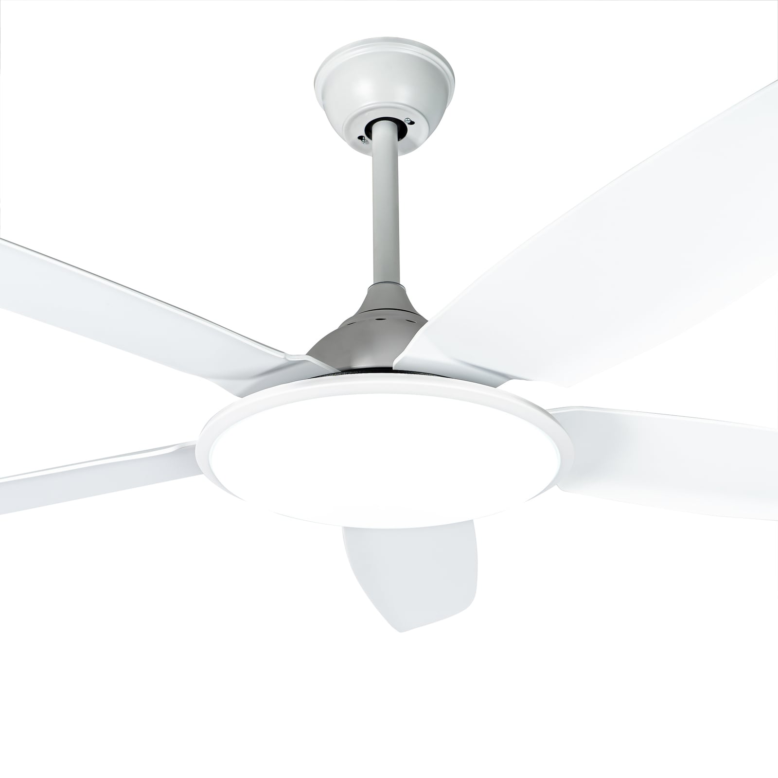 Montert LED takvifte Divian hvit CCT 5 blader Ø130 cm i rom