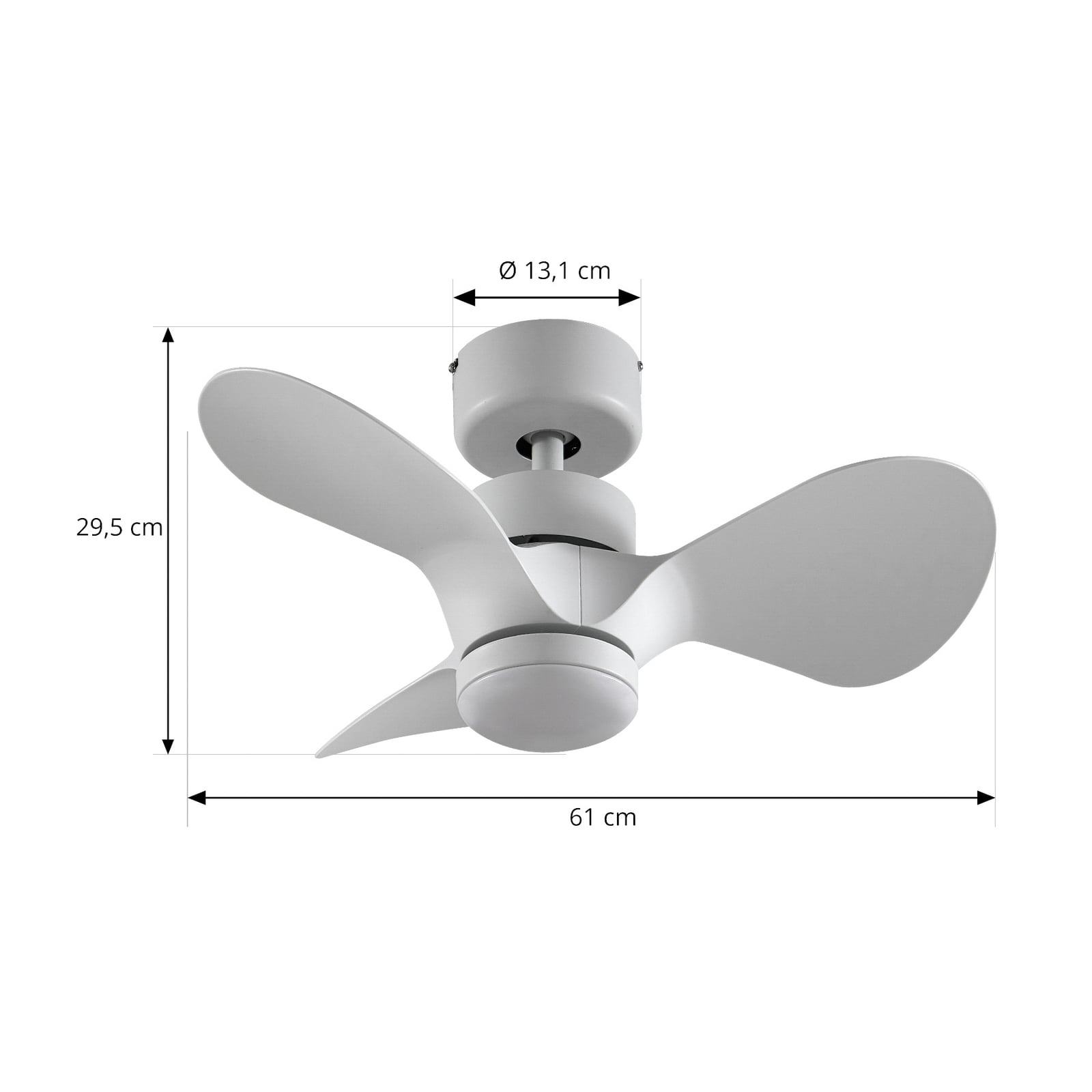 Nærbilde av vifteblader på LED takvifte Enon dimbar CCT hvit DC Ø61 cm