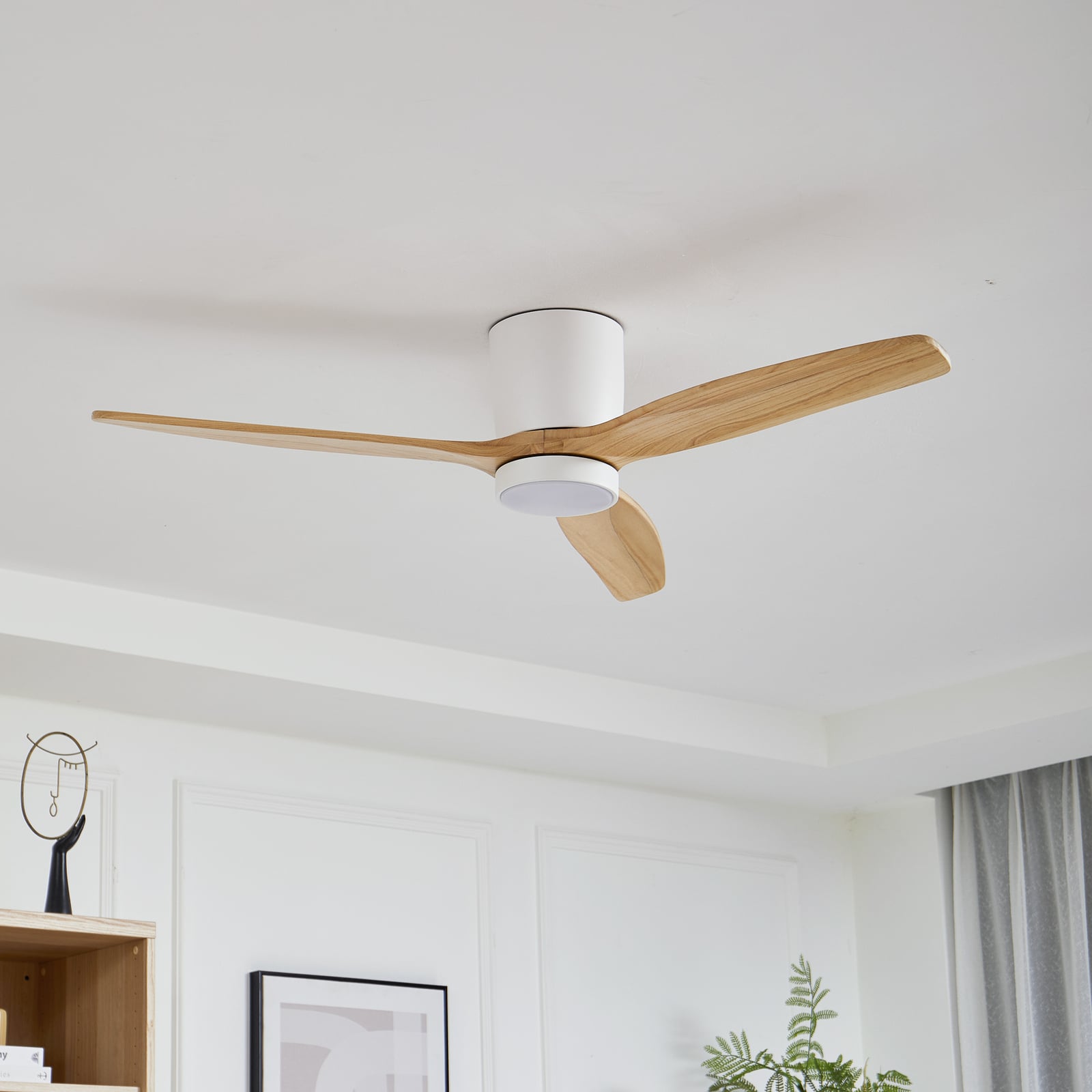 LED takvifte Faipari med fjernkontroll tre/hvit Ø132 cm bakside