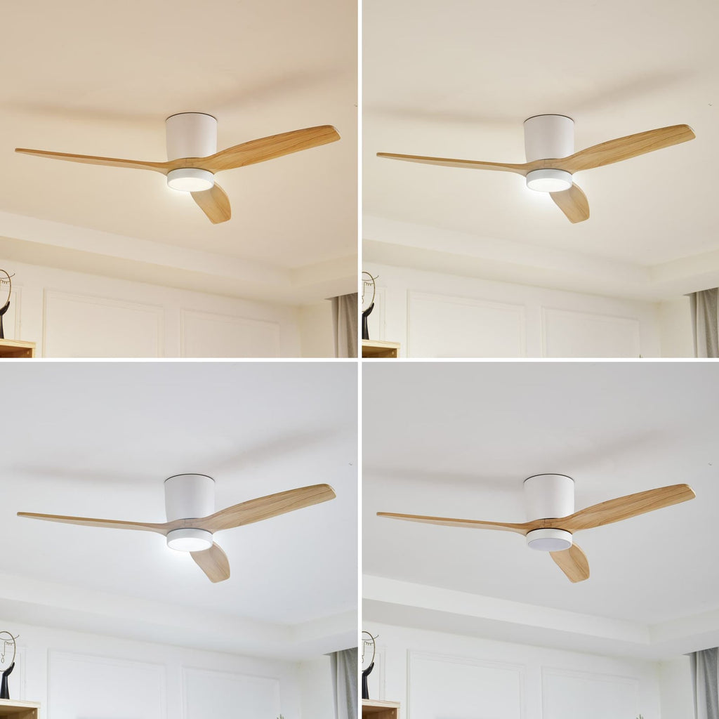 LED takvifte Faipari med fjernkontroll tre/hvit Ø132 cm detalj av vifteblad