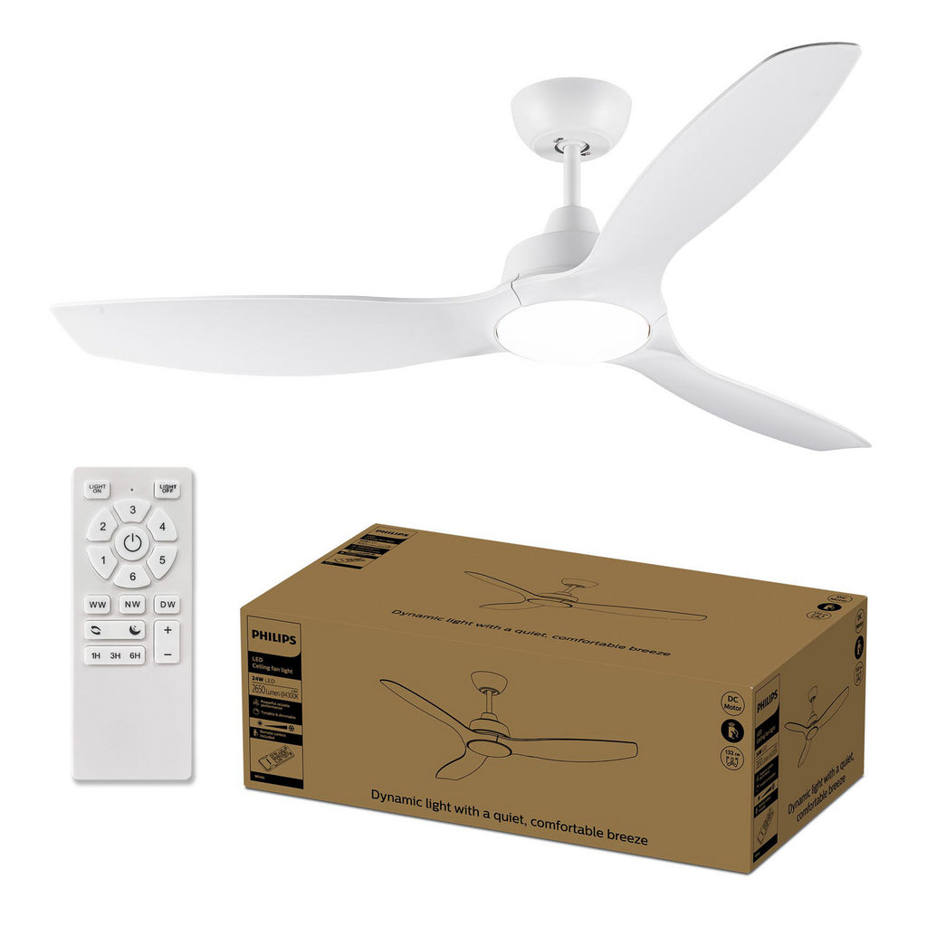 LED takvifte Fix Blade dimbar hvit Ø132 cm Philips med lys på