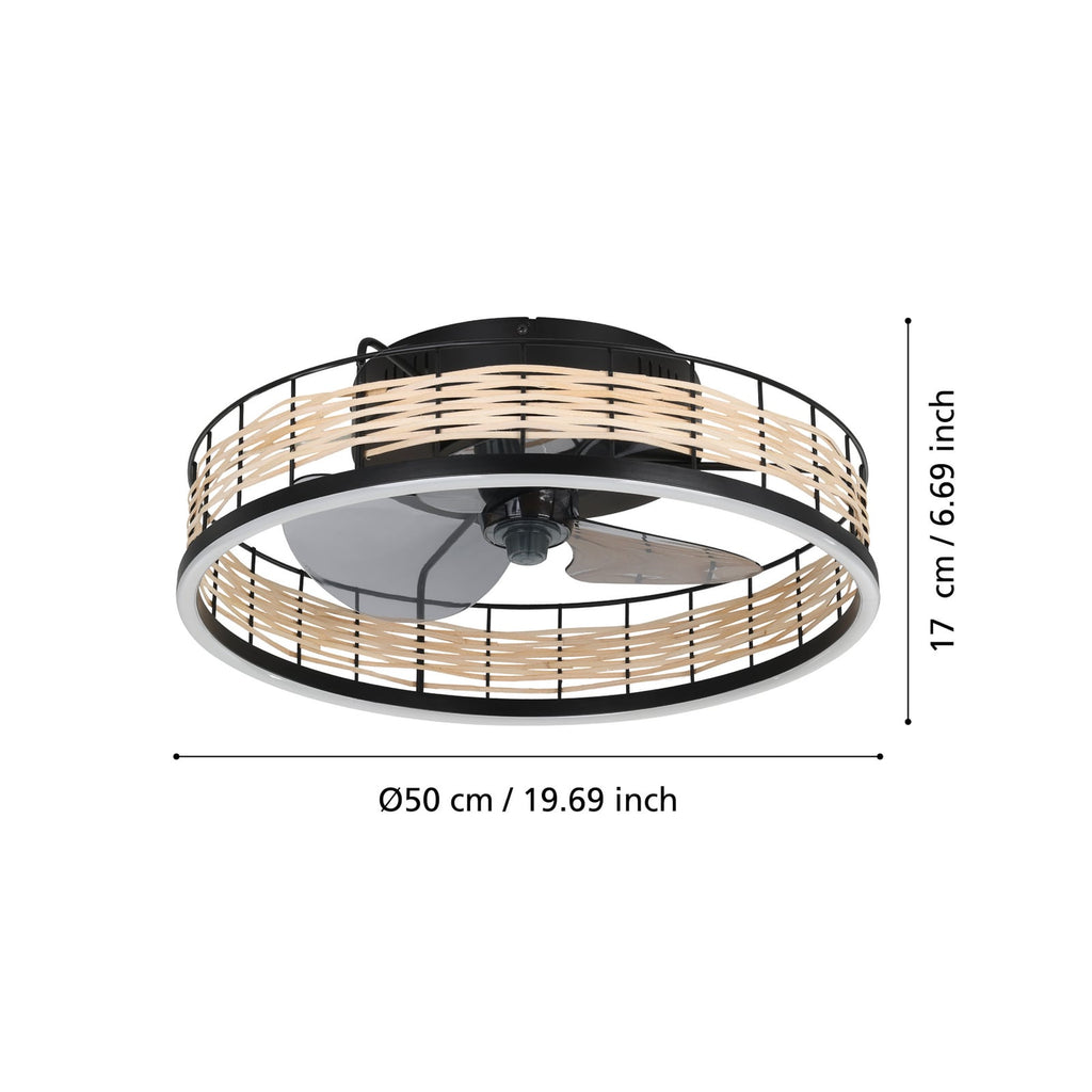 LED takvifte Frana med lys dimbar rattan Ø50 cm CCT detalj av rattanflettverk
