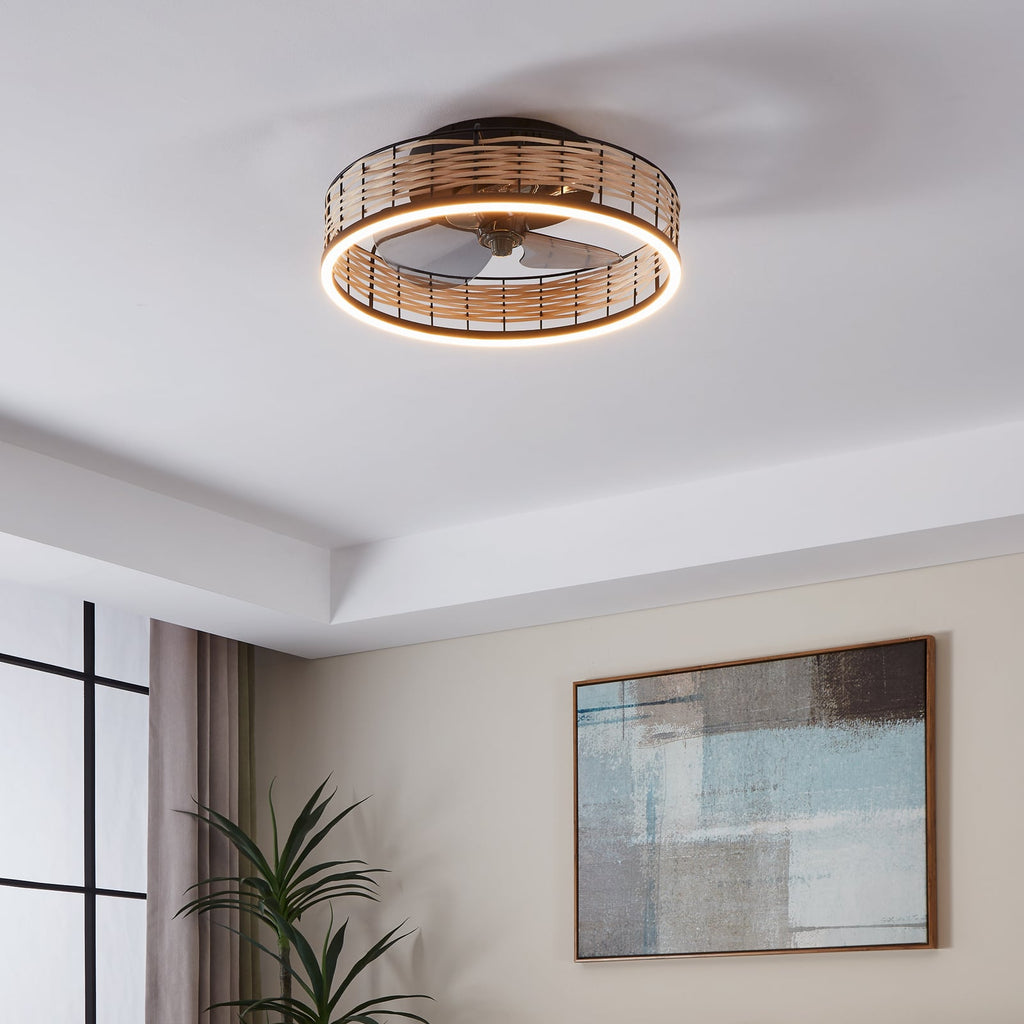 LED takvifte Frana med lys dimbar rattan Ø50 cm CCT lysdetalj