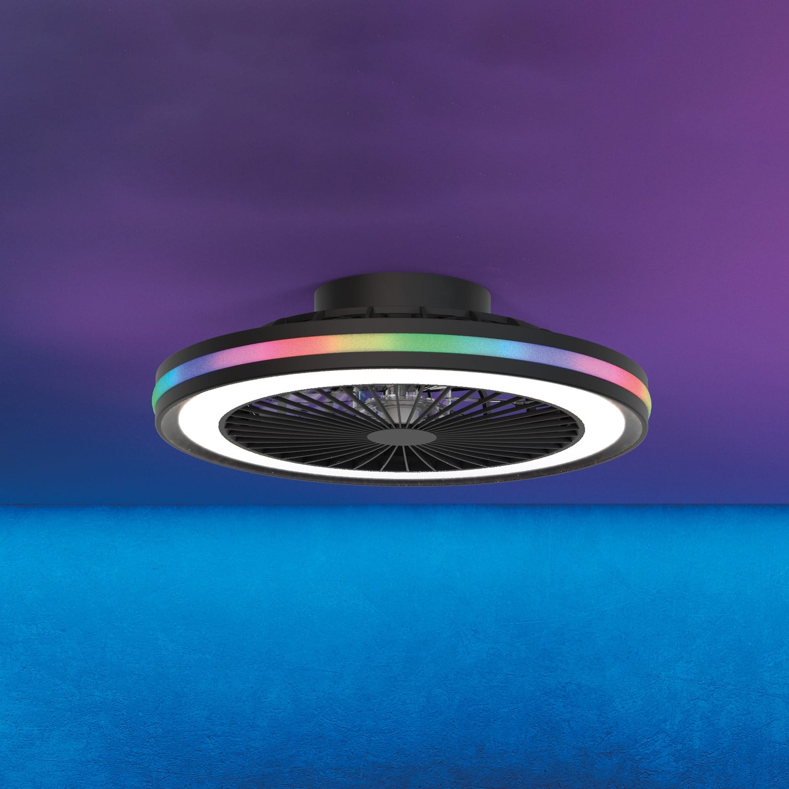 LED takvifte Gamer dimbar CCT RGB Ø47 cm svart forfra