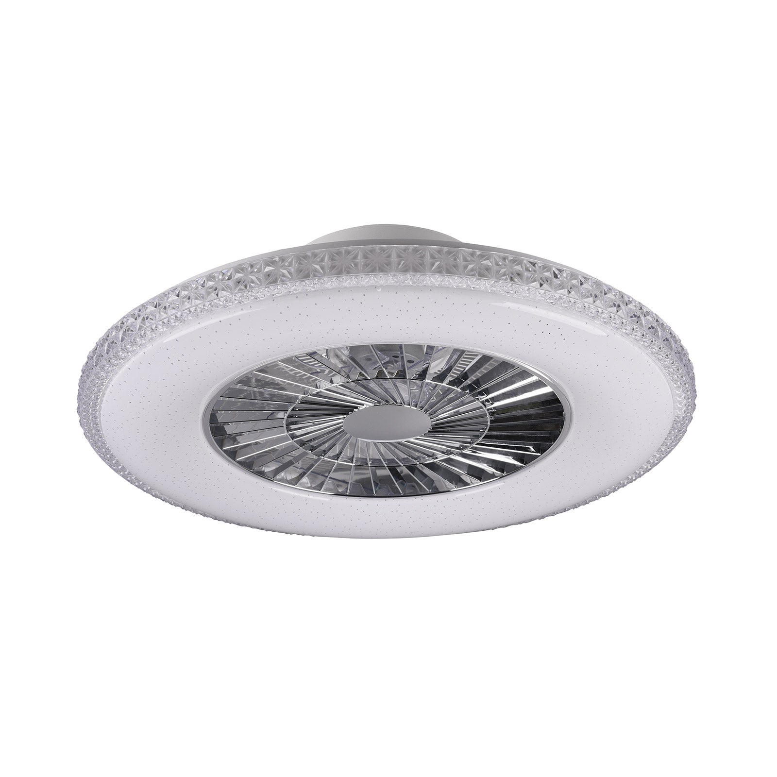 Detalj av krystallramme på LED takvifte Harstad dimbar krystallramme CCT Ø60 cm