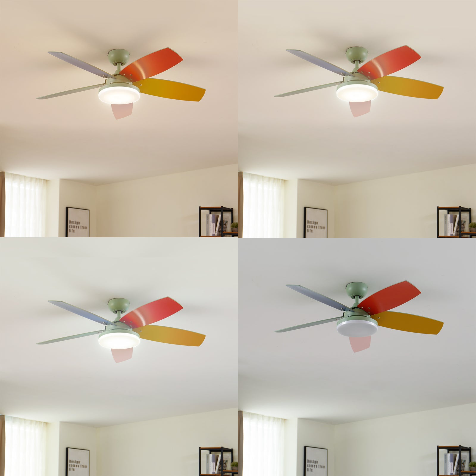 LED takvifte Jonte med tre CCT dimbar Ø106 cm montert i rom