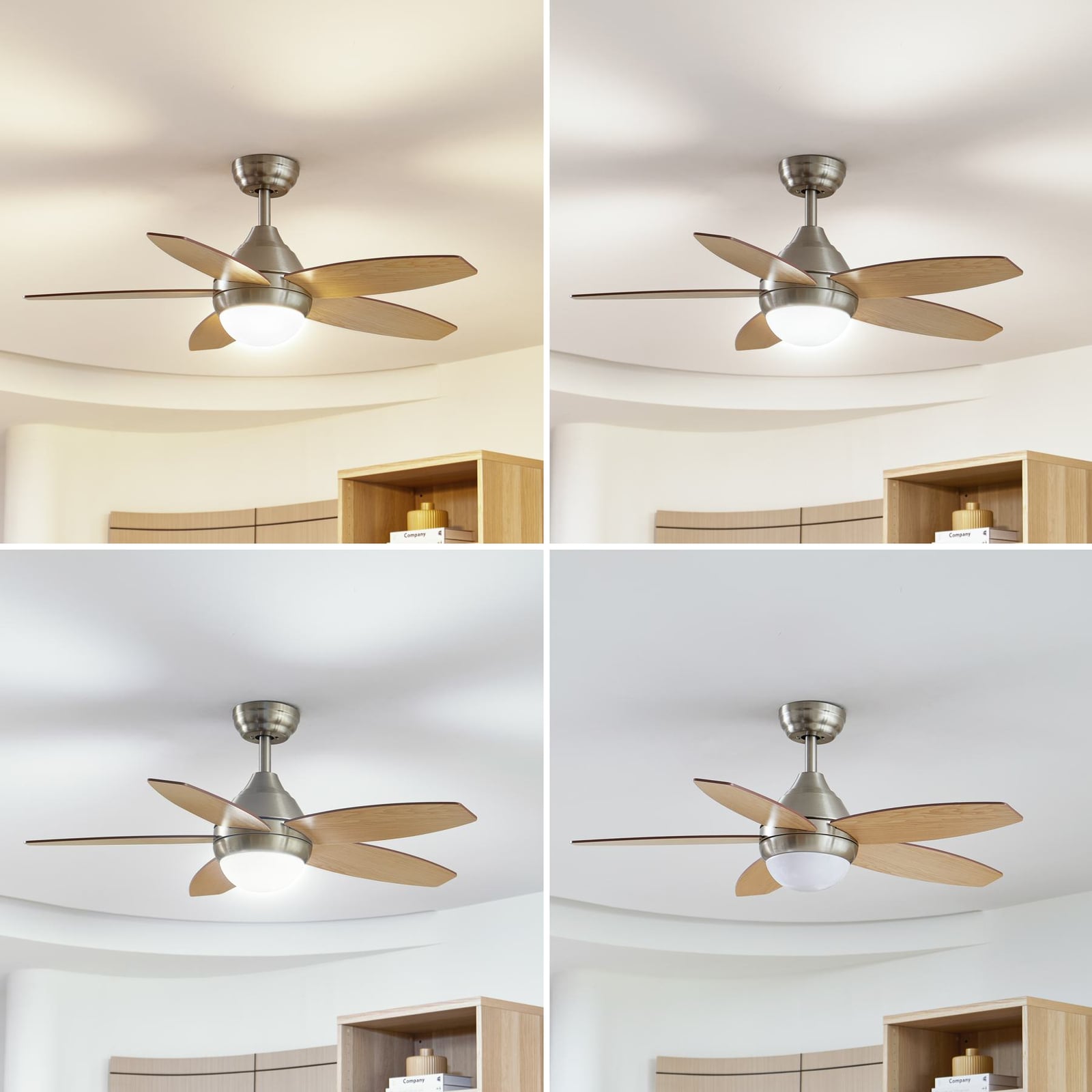 LED takvifte Klasika med lys CCT Ø106 cm tre/hvit DC forfra