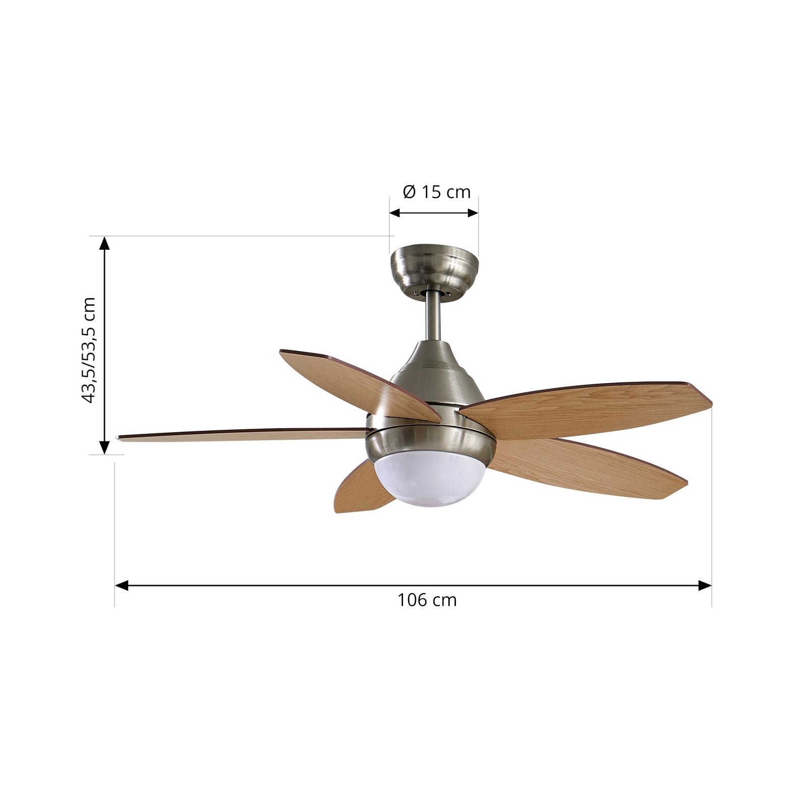 Detalj av LED takvifte Klasika med lys CCT Ø106 cm tre/hvit DC