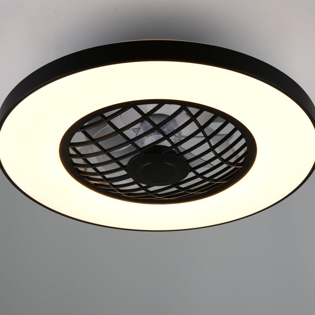 LED takvifte Linköping CCT RGB Bluetooth-høyttaler detalj av vifteblader