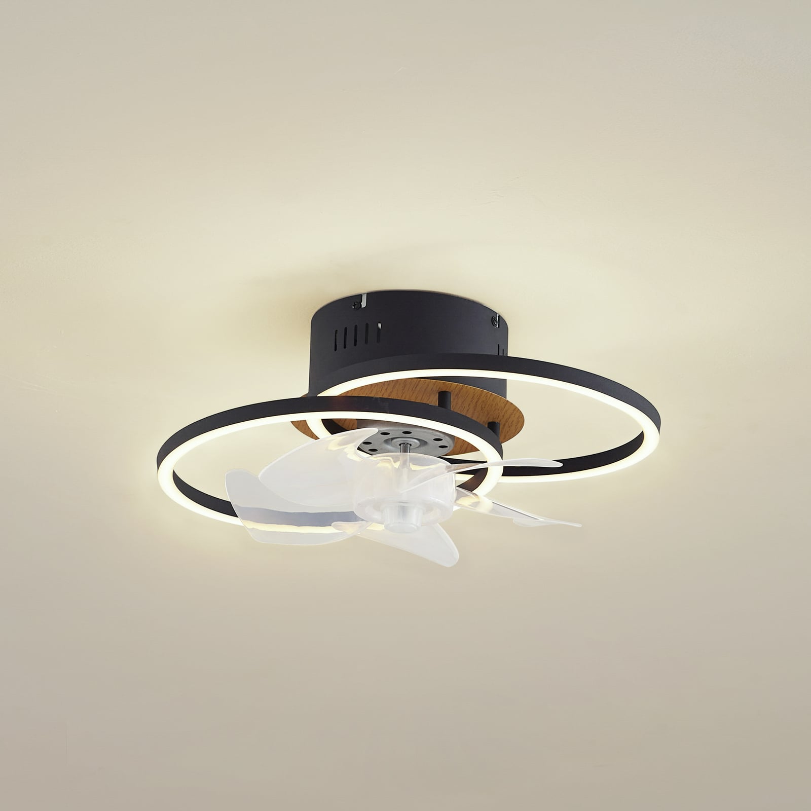 LED takvifte Lomana dimbar CCT svart Ø42 cm forfra