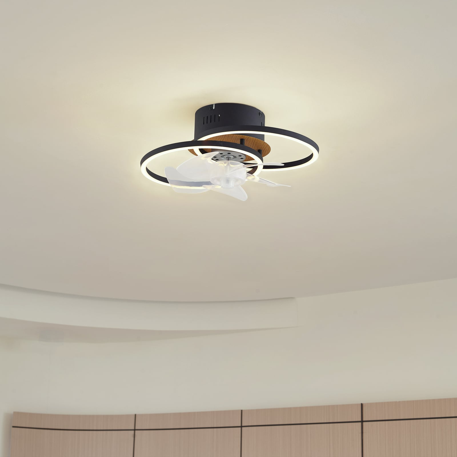 LED takvifte Lomana dimbar CCT svart Ø42 cm bakside