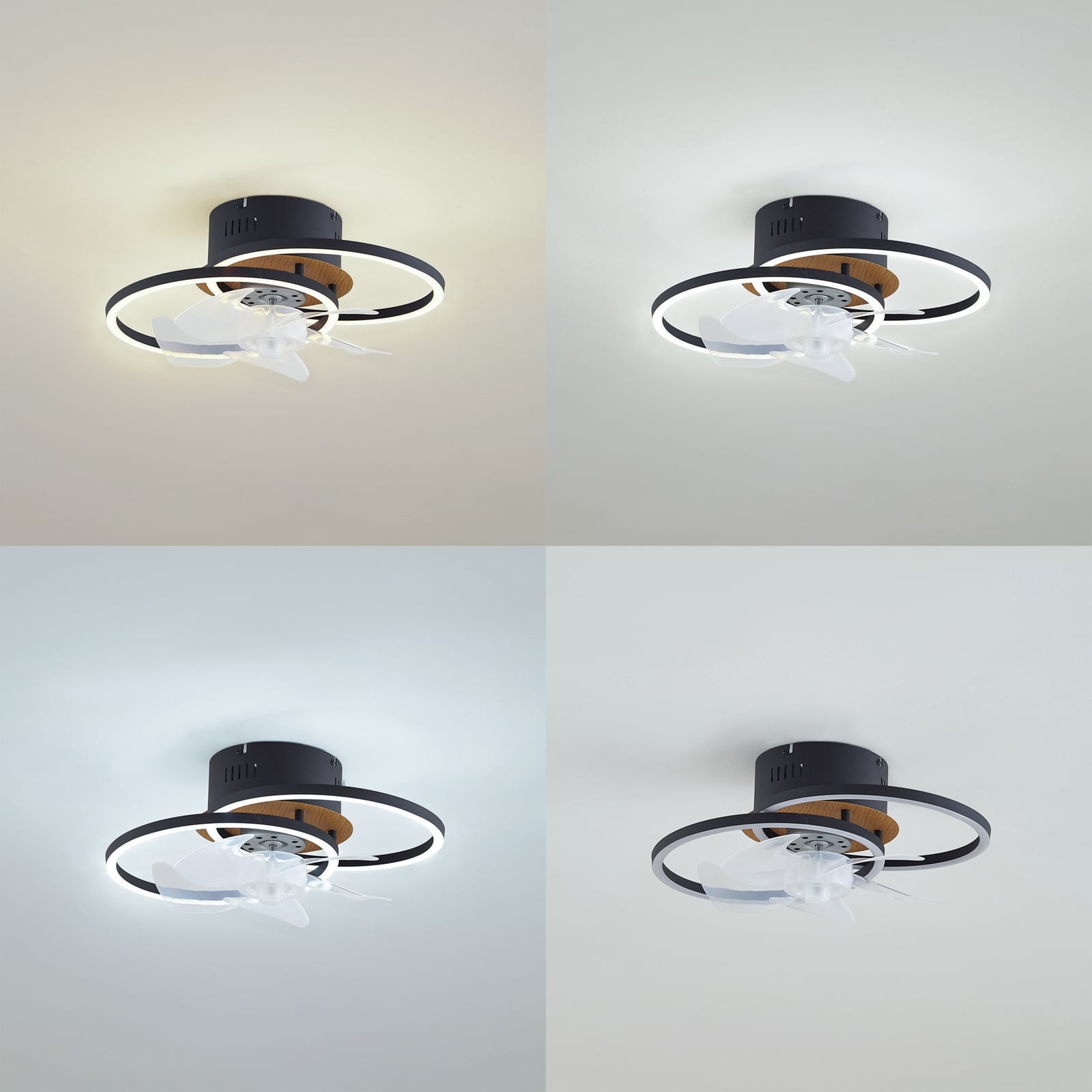 LED takvifte Lomana dimbar CCT svart Ø42 cm detalj av vifteblader