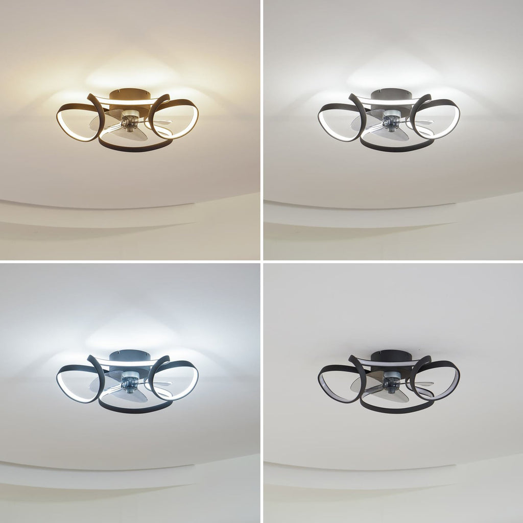 LED takvifte Lomata dimbar CCT Ø60 cm svart med LED-lys på