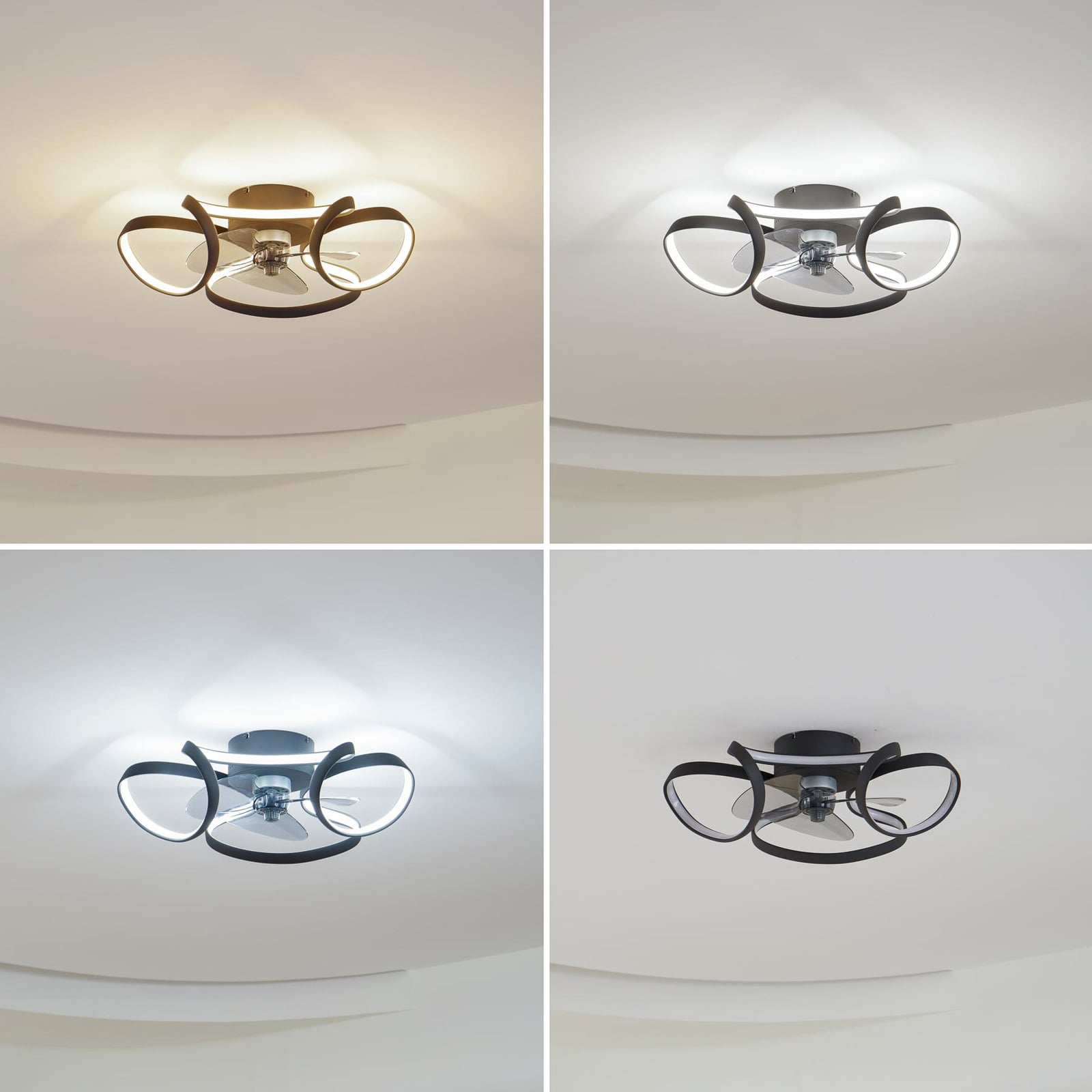 LED takvifte Lomata dimbar CCT Ø60 cm svart med LED-lys på