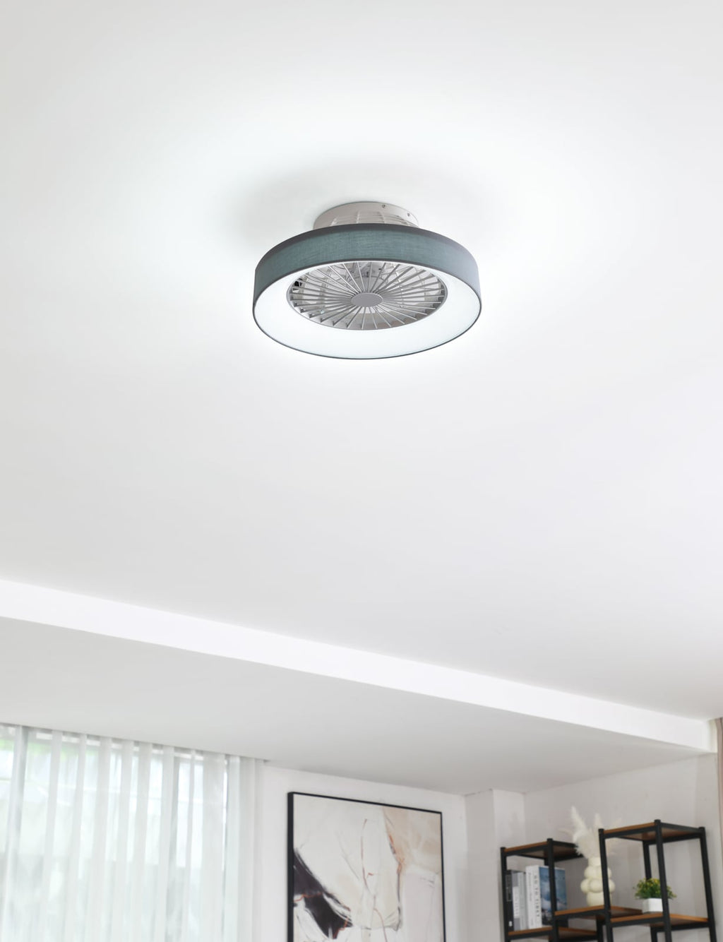 LED takvifte Mace dimbar CCT grå Ø47 cm 26,8W detalj av vifteblad
