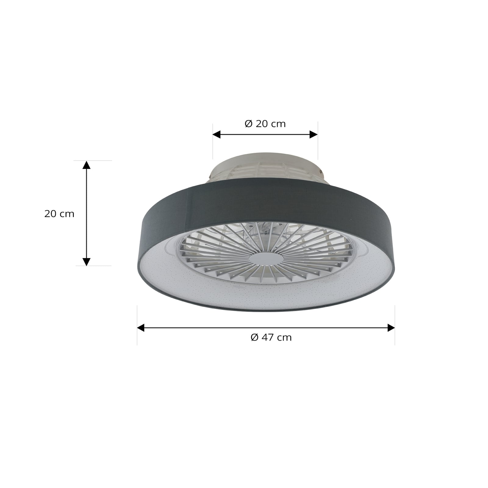 LED takvifte Mace dimbar CCT grå Ø47 cm 26,8W nærbilde av LED-lys