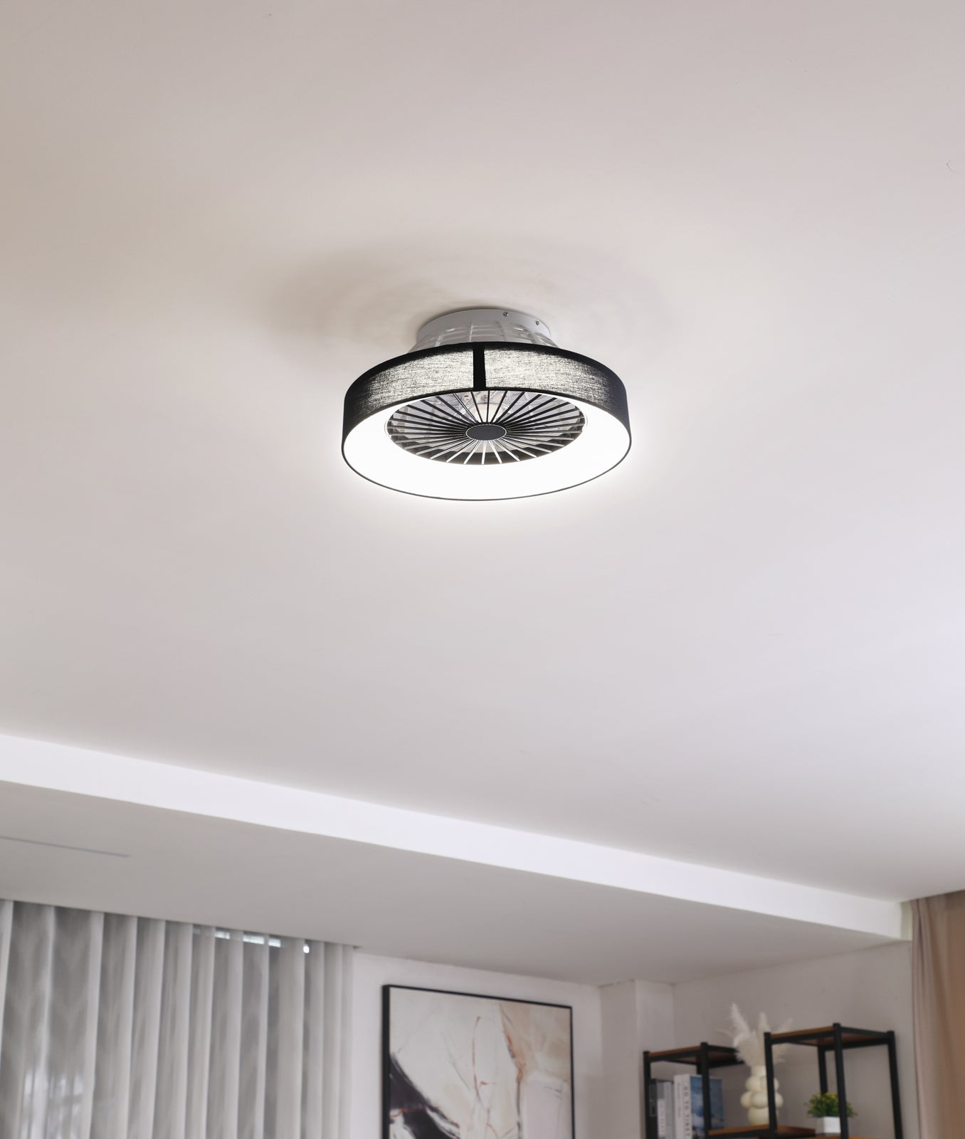 LED takvifte Mace dimbar svart Ø47 cm CCT fjernkontroll bakside