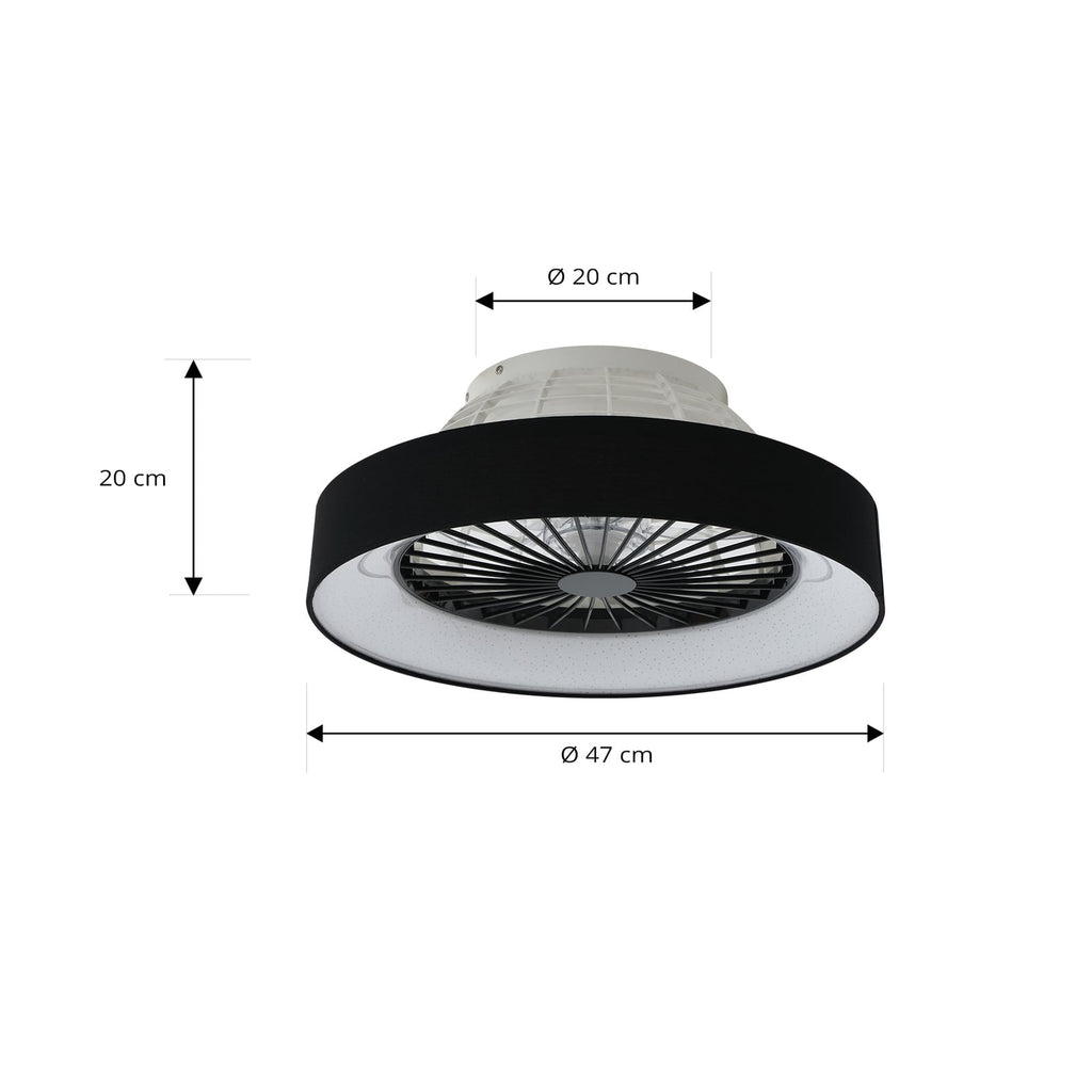 Nærbilde av LED takvifte Mace dimbar svart Ø47 cm CCT fjernkontroll