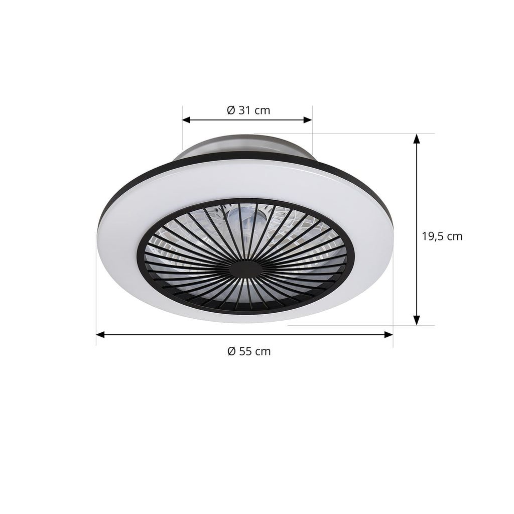LED takvifte Mamuti dimbar CCT svart Ø55 cm detalj av fjernkontroll