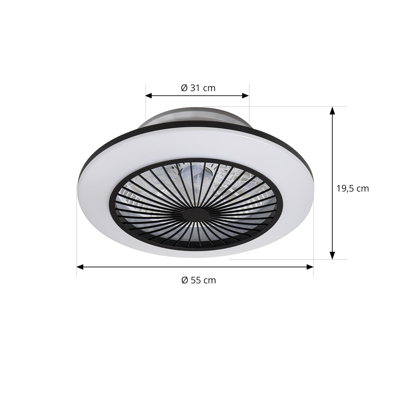 LED takvifte Mamuti dimbar CCT svart Ø55 cm detalj av fjernkontroll